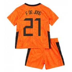 Holland Fodboldtrøjer Frenkie de Jong 21 Børn Hjemmebanesæt EURO 2020 Kort ærmer